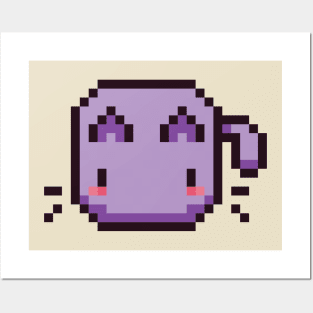 Purple Pixel Cat - Kawaii Retro Pixel Art Posters and Art